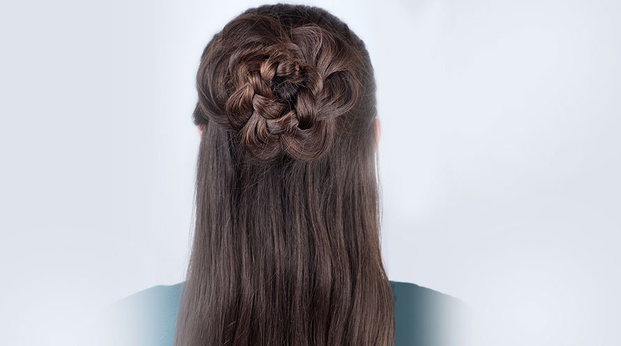 hairstyle half up half down rose bun prom updo